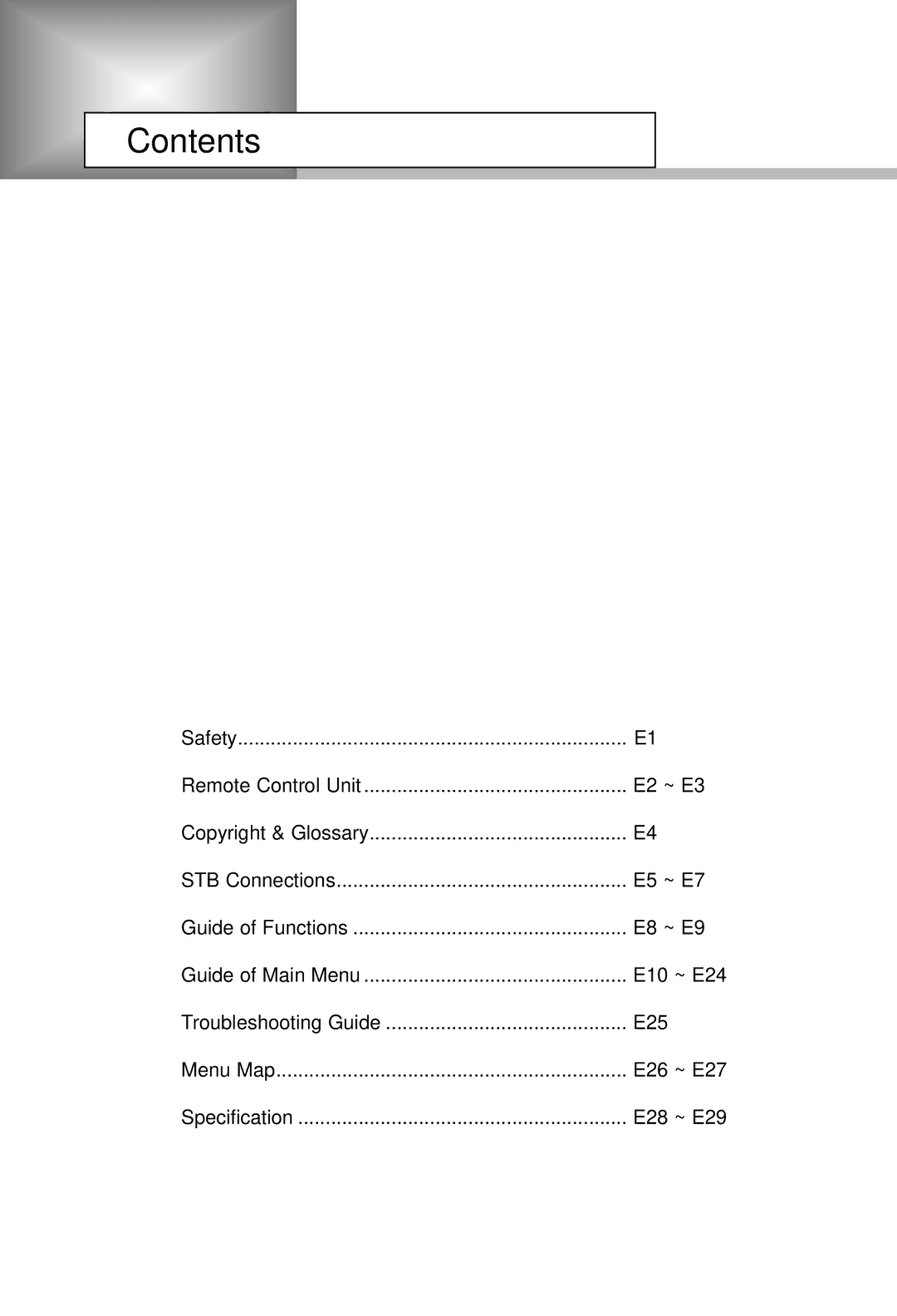 Humax CI-5100C manual Contents 