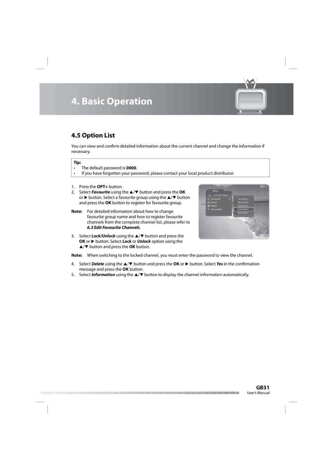 Humax COMBO-9000 manual Option List, Tip 