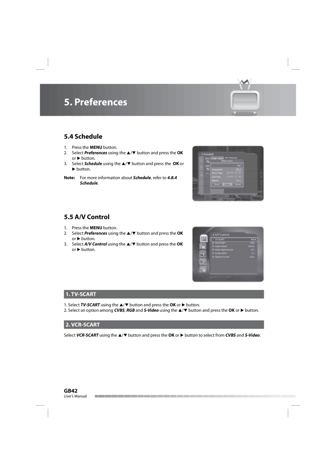 Humax COMBO-9000 manual Schedule, A/V Control 