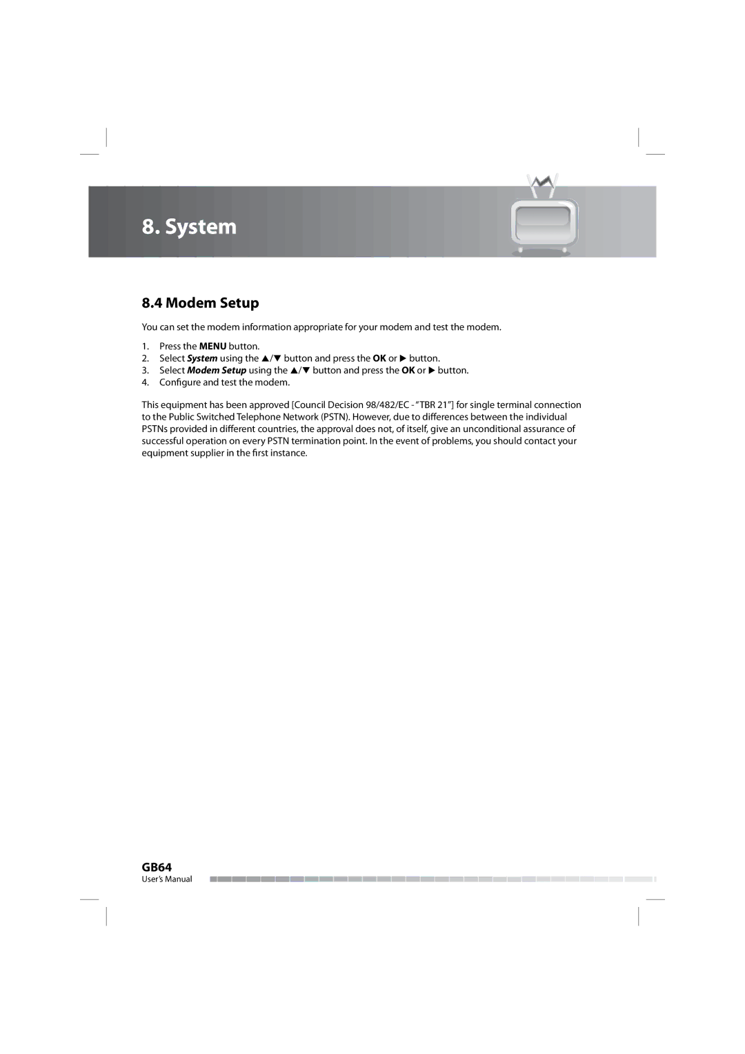 Humax COMBO-9000 manual Modem Setup 