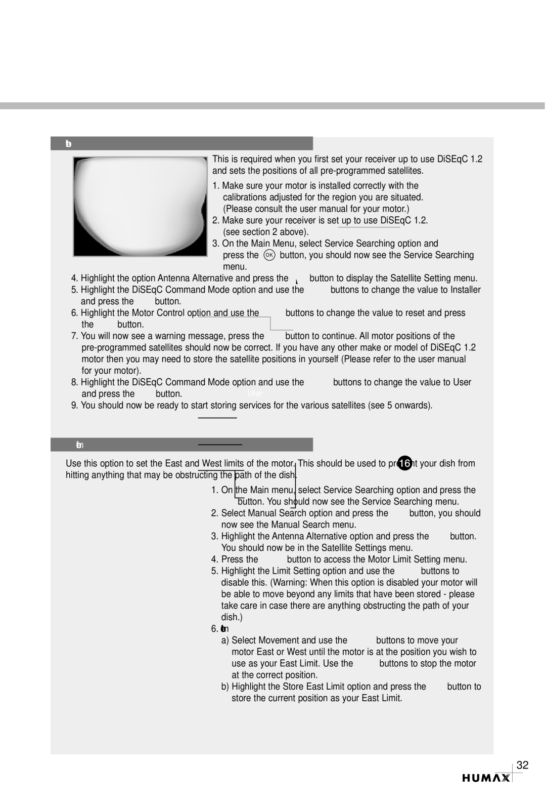 Humax CRCI-5500 manual Initial Satellite Position Search 