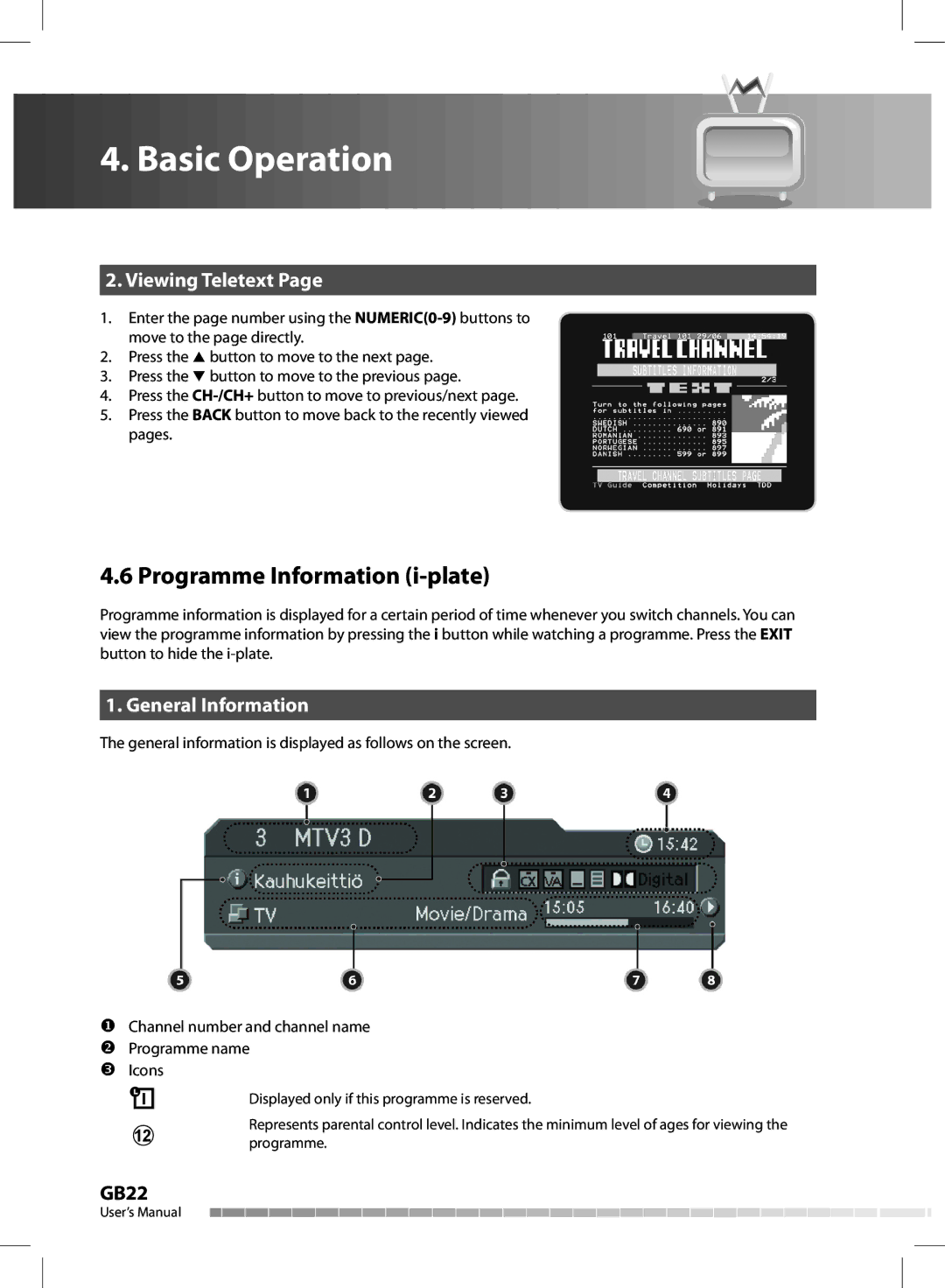 Humax CX-FOX C II manual Programme Information i-plate, Viewing Teletext, General Information 