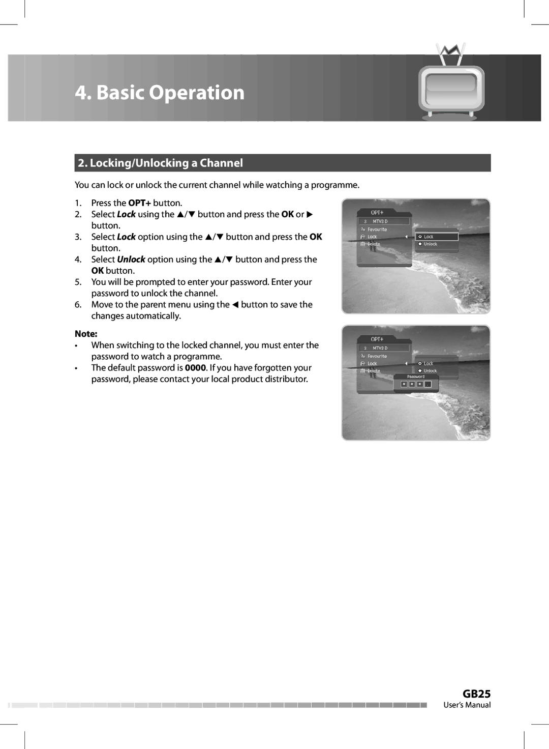 Humax CX-FOX C II manual Locking/Unlocking a Channel 