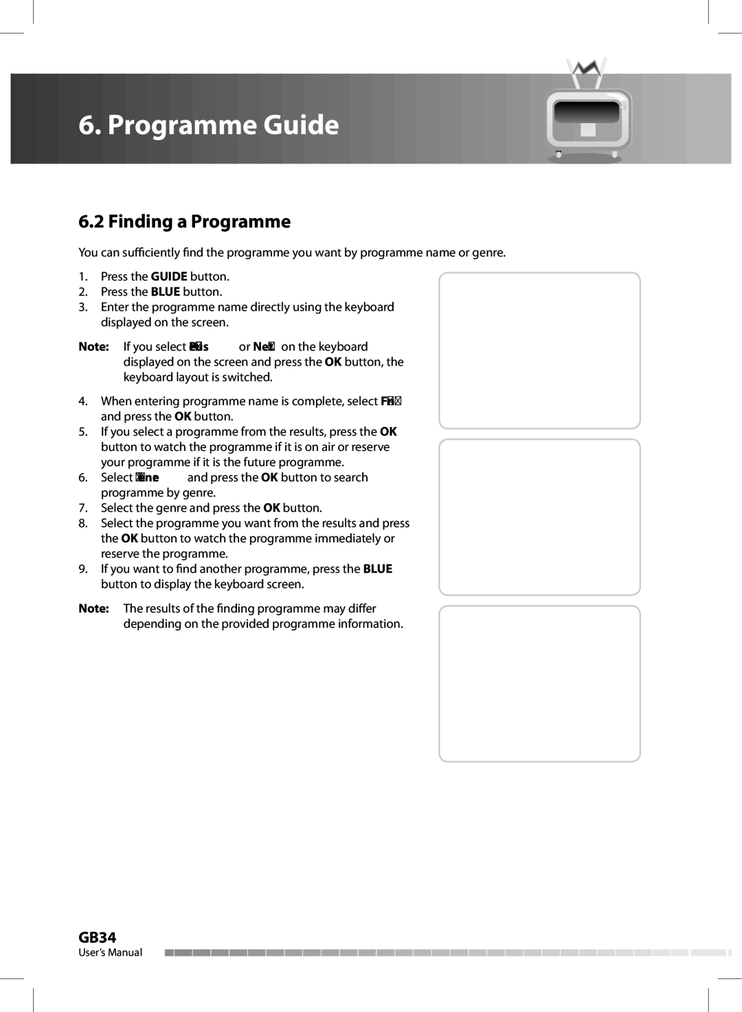 Humax CX-FOX C II manual Finding a Programme 