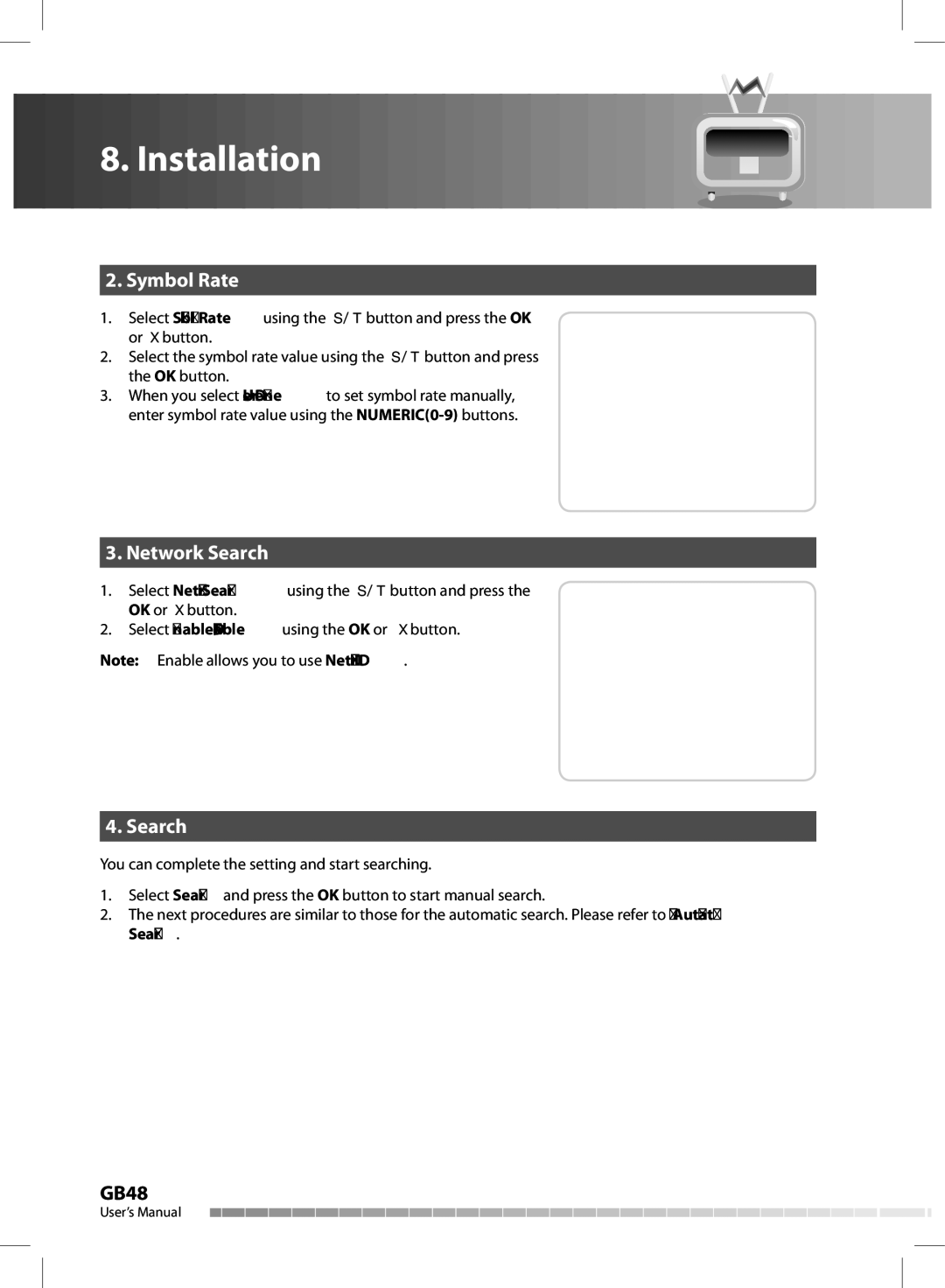 Humax CX-FOX C II manual Symbol Rate 