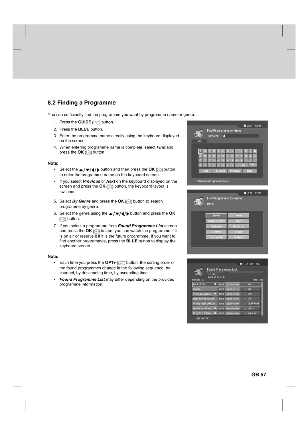 Humax CX PVR-9200C manual Finding a Programme 