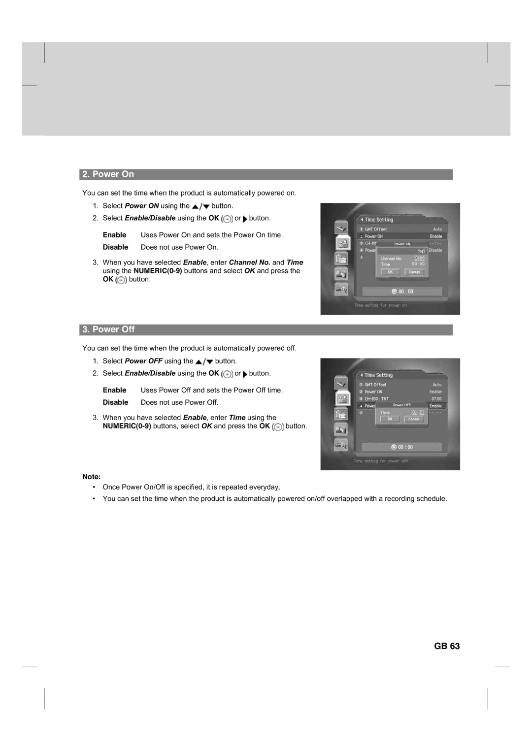 Humax CX PVR-9200C manual Power On, Power Off 