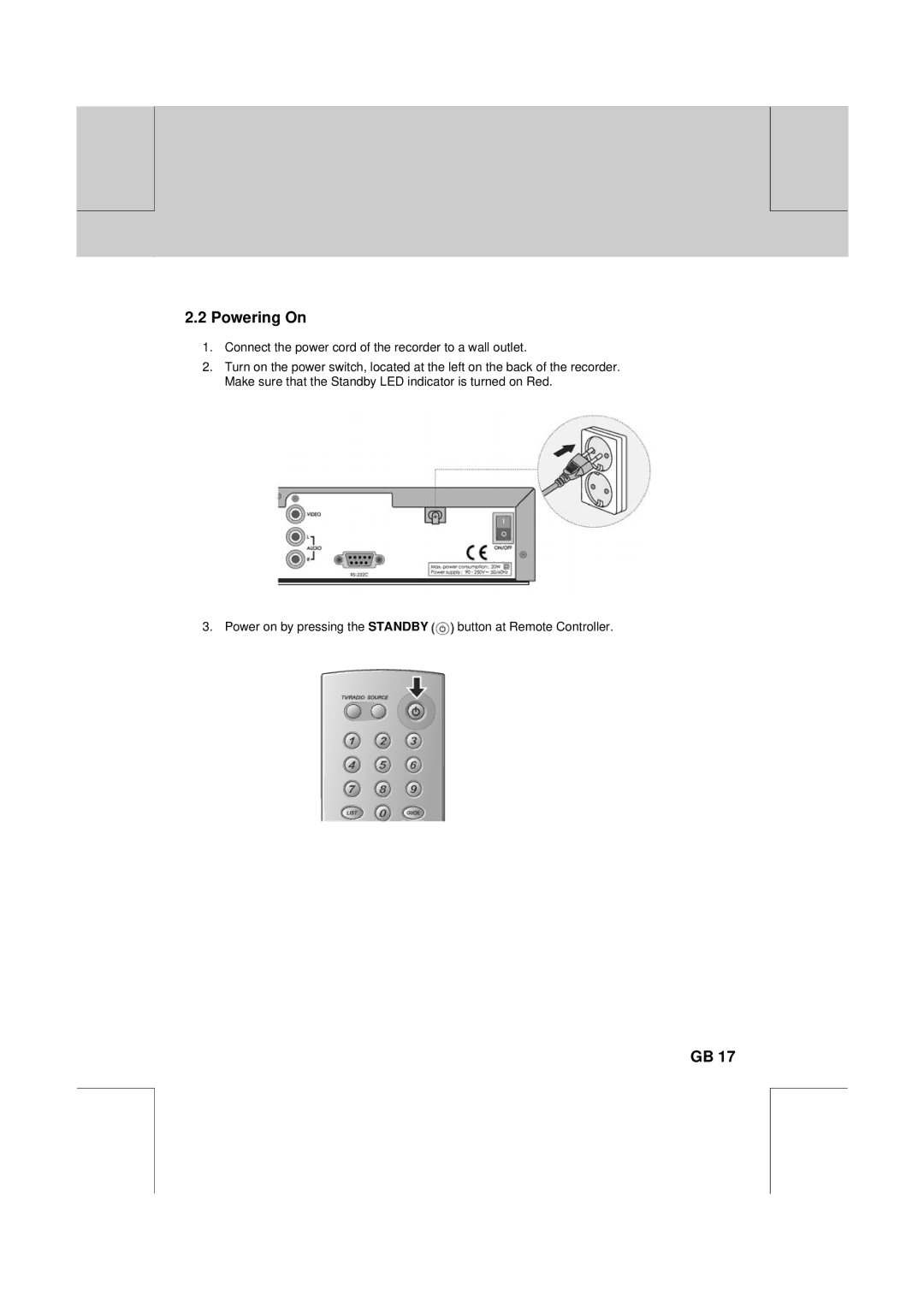 Humax CXC-2000PVR user manual Powering On 