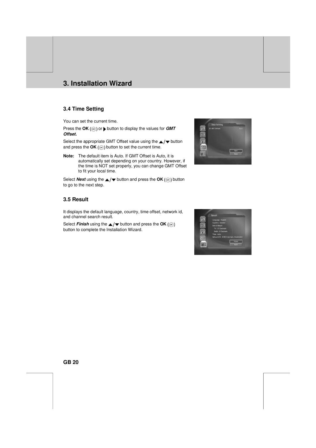 Humax CXC-2000PVR user manual Time Setting, Result 