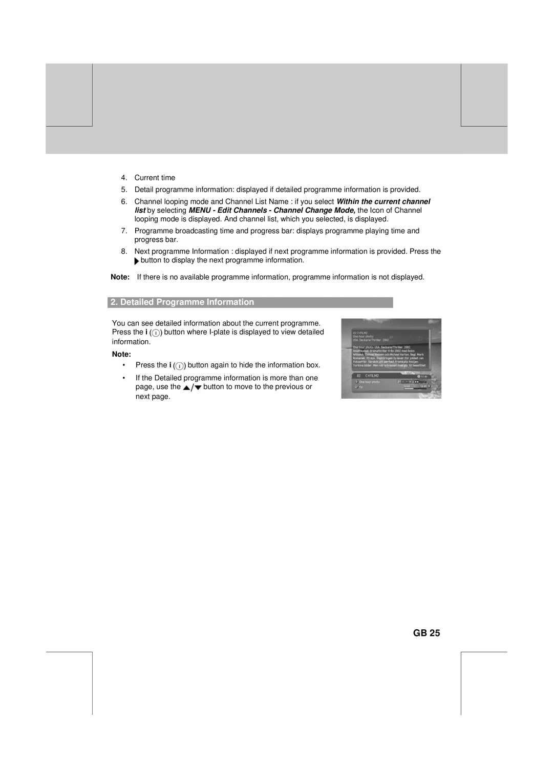 Humax CXC-2000PVR user manual Detailed Programme Information 