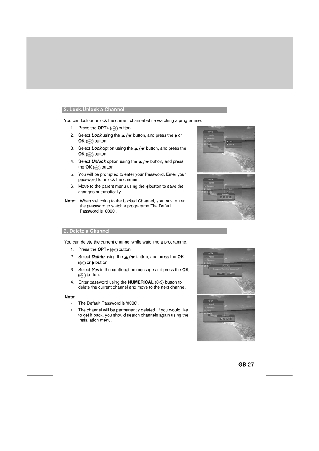 Humax CXC-2000PVR user manual Lock/Unlock a Channel, Delete a Channel 