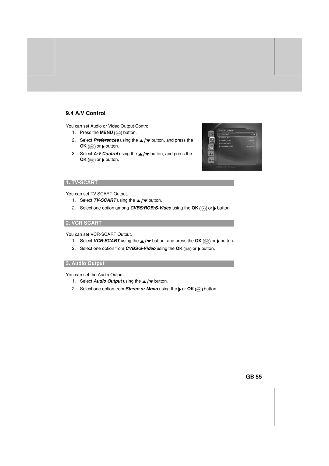 Humax CXC-2000PVR user manual A/V Control, Audio Output 