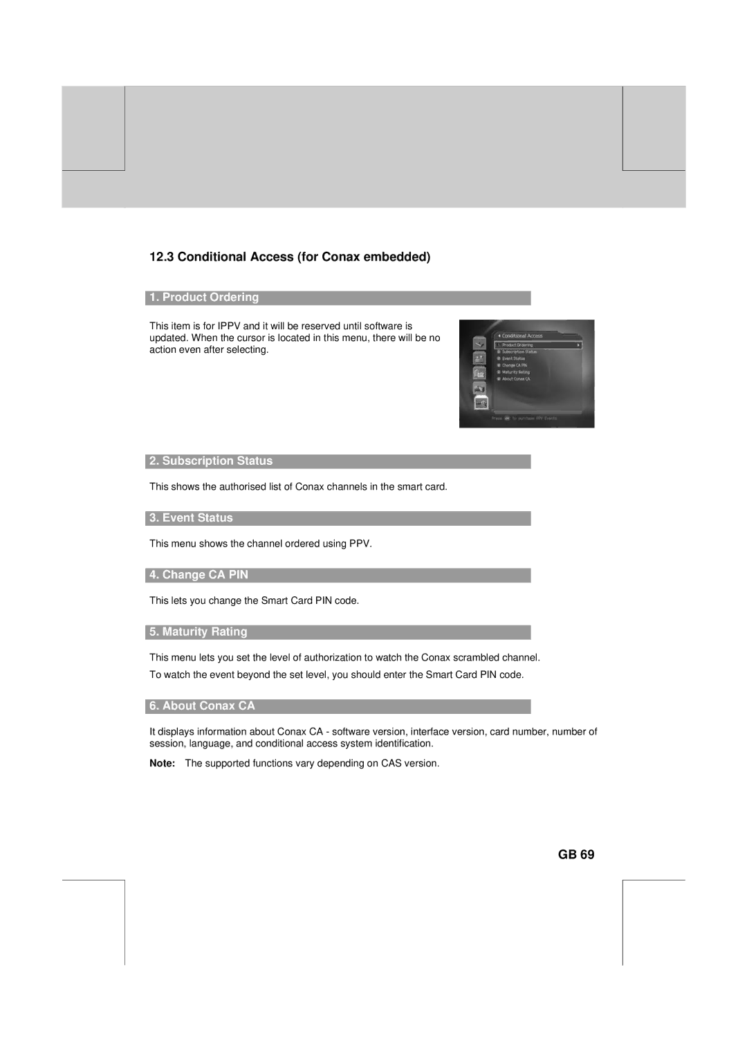 Humax CXC-2000PVR user manual Conditional Access for Conax embedded 