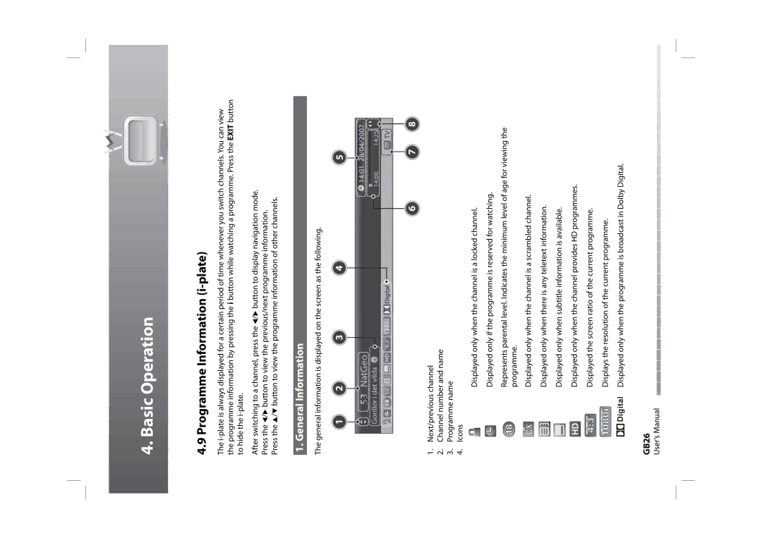 Humax CXHD-5000C user manual Programme Information i-plate, General Information 