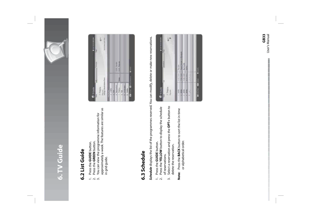 Humax CXHD-5000C user manual List Guide, Schedule 