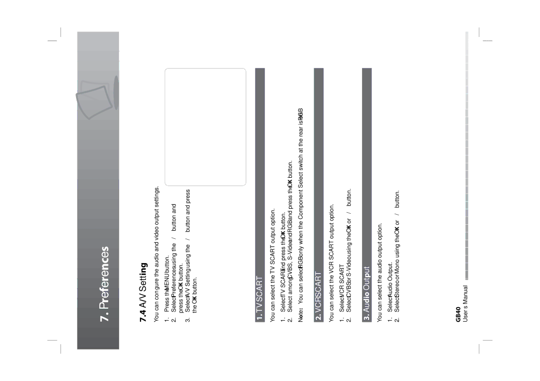 Humax CXHD-5000C user manual A/V Setting, Audio Output 