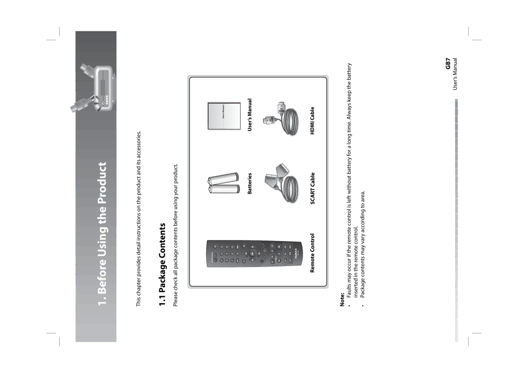 Humax CXHD-5000C user manual Before Using the Product, Package Contents 