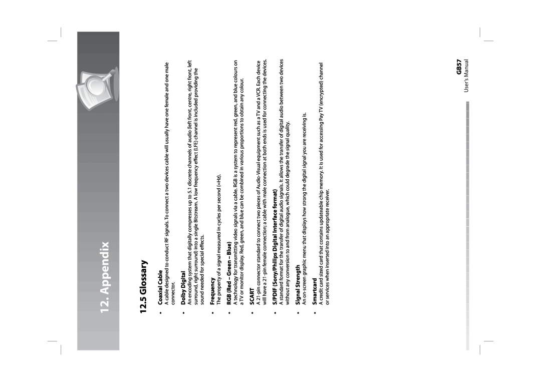 Humax CXHD-5000C user manual Glossary, GB57, Appendix 