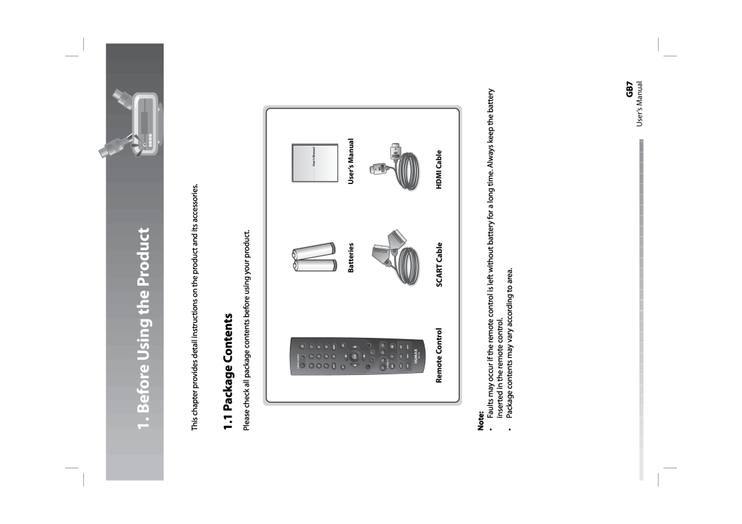 Humax CXHD-5000C user manual Before Using the Product, Package Contents 