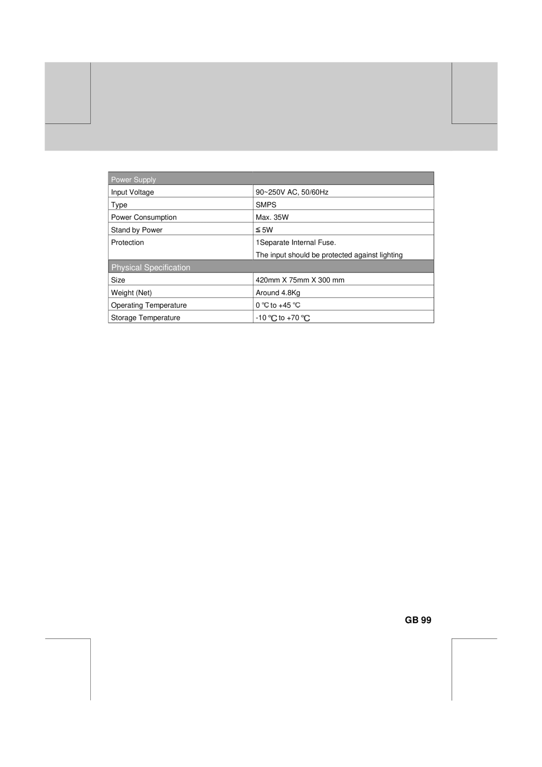 Humax DV-1000T manual Physical Specification 