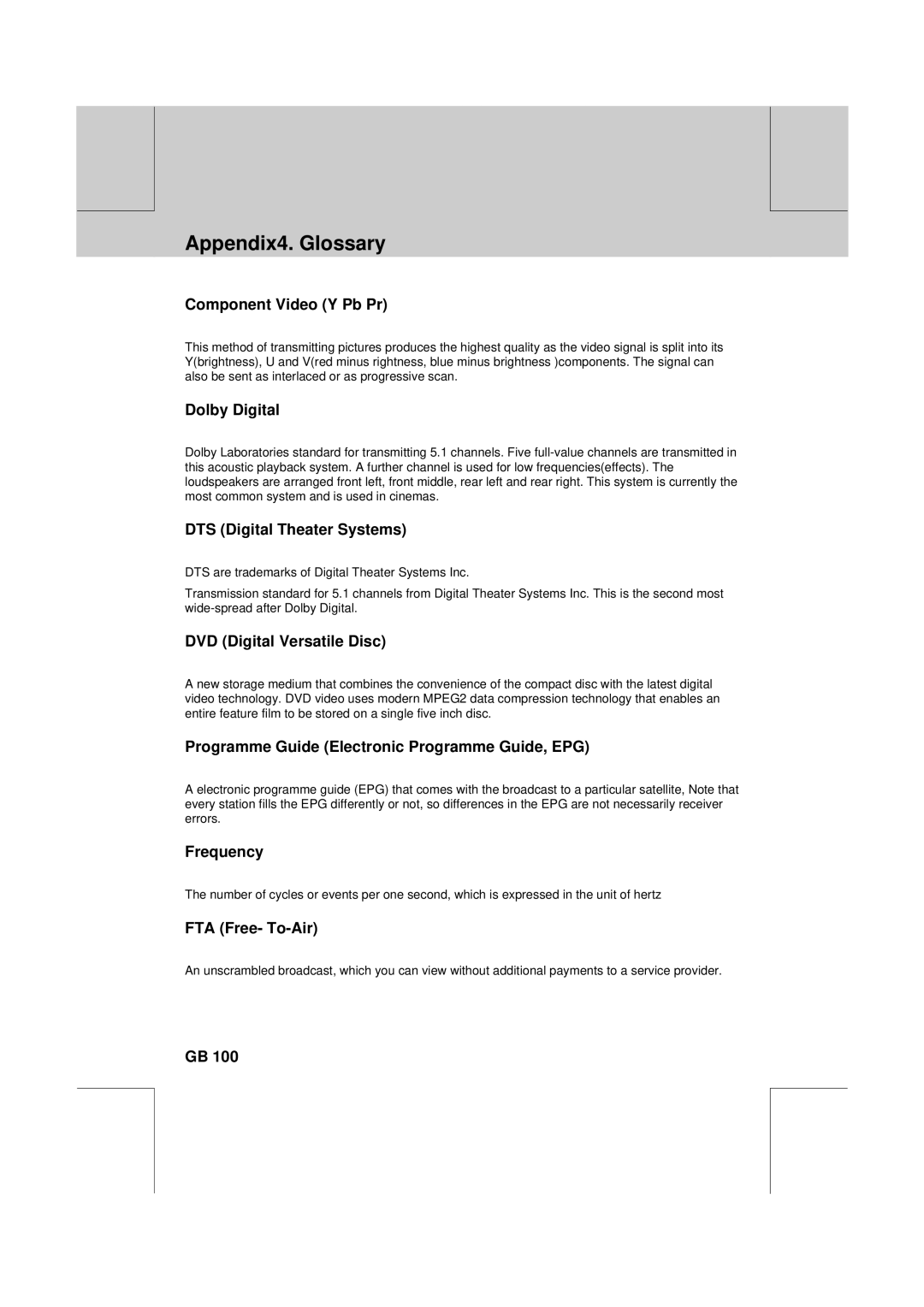 Humax DV-1000T manual Appendix4. Glossary 