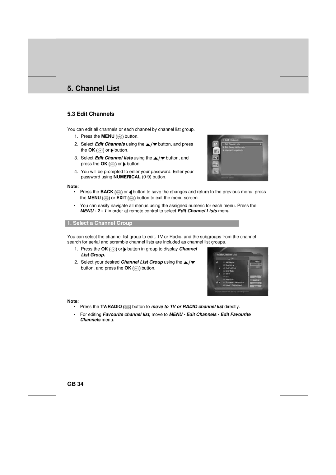 Humax DV-1000T manual Edit Channels, Select a Channel Group 