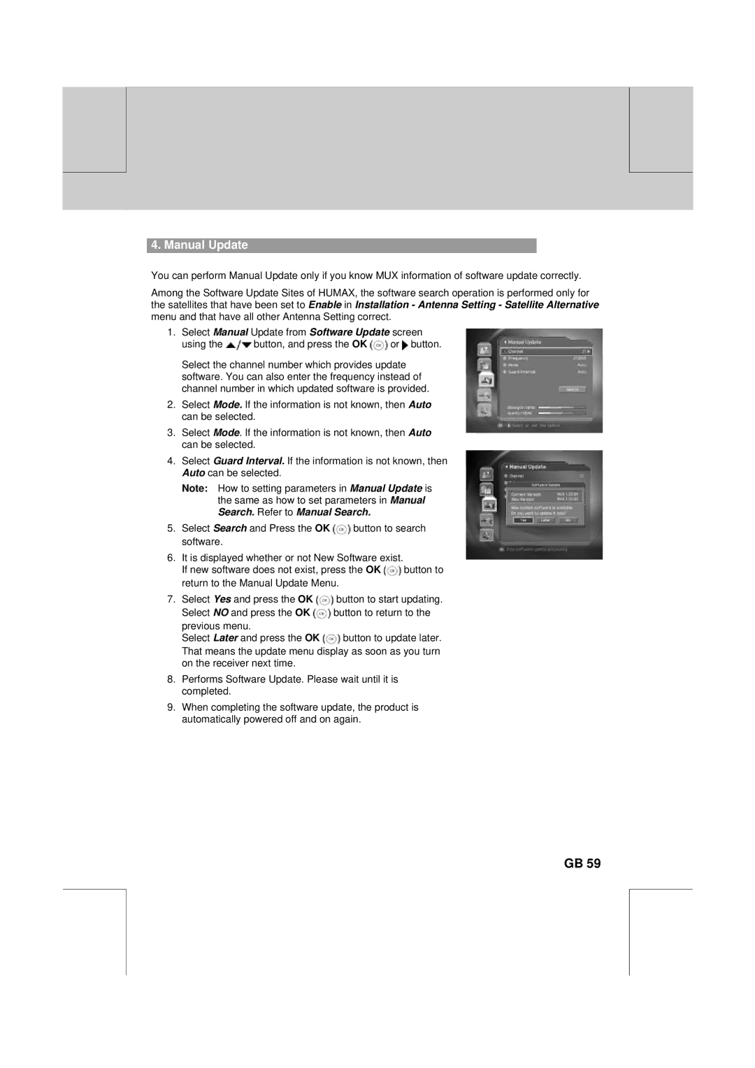 Humax DV-1000T manual Manual Update 