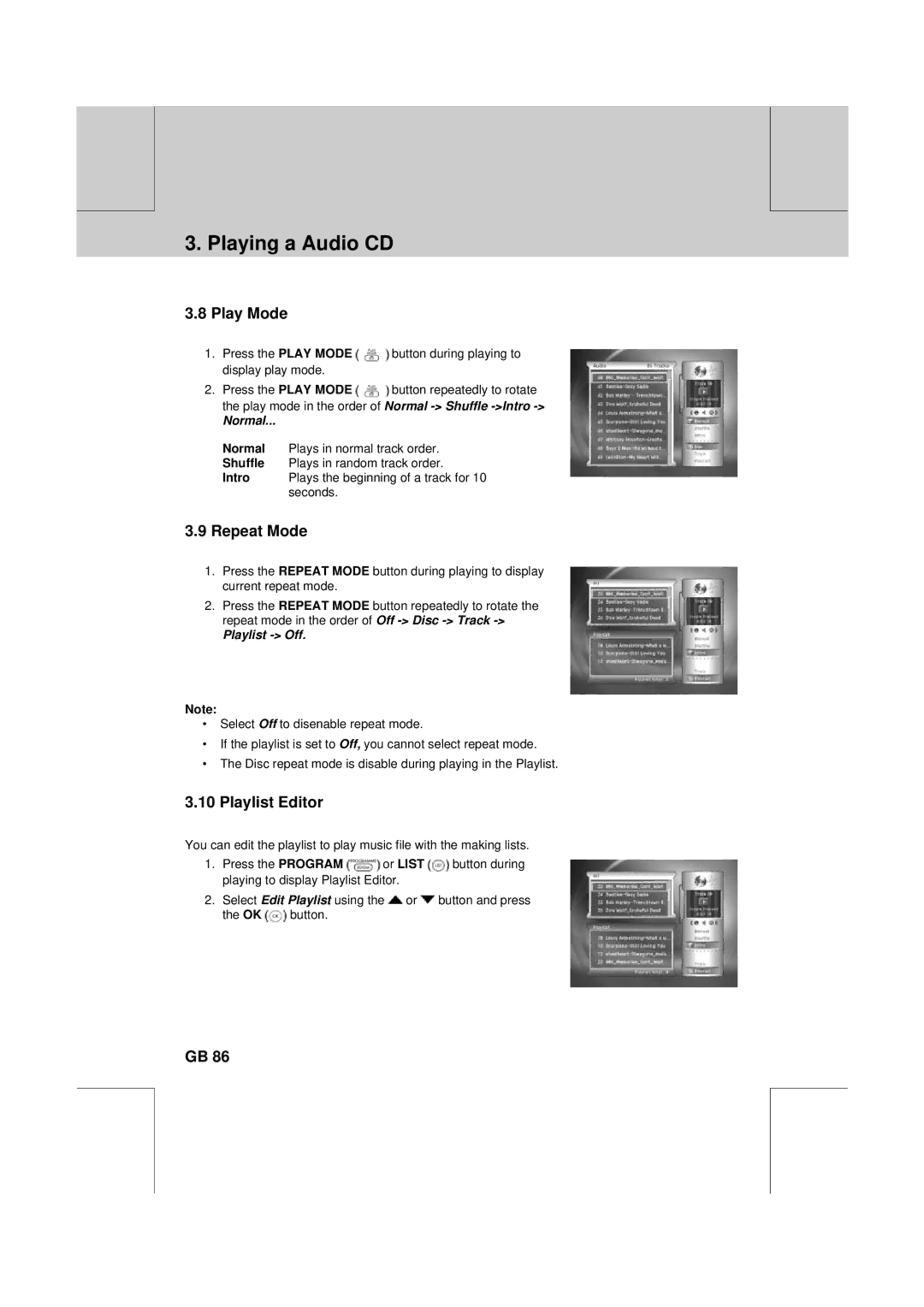 Humax DV-1000T manual Play Mode, Playlist Editor 