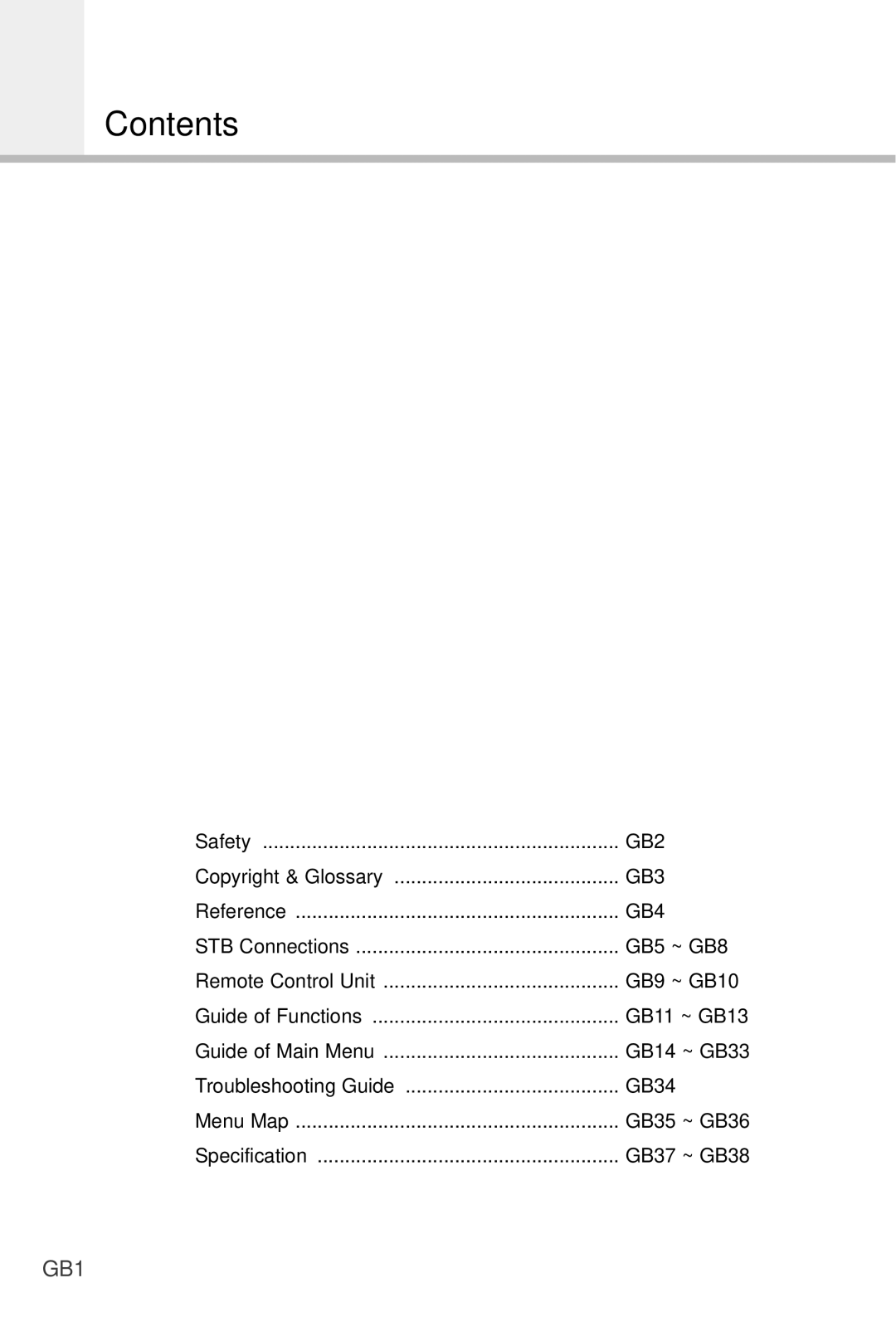 Humax F1-4000T manual Contents 