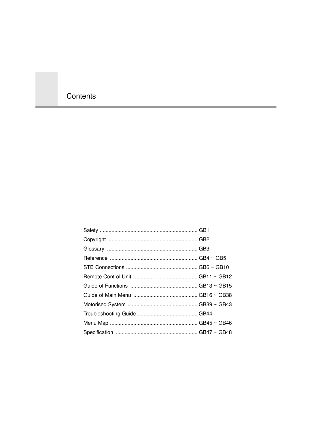 Humax CA-FOX, F1-FOX, NA-FOX, VA-FOX manual Contents 