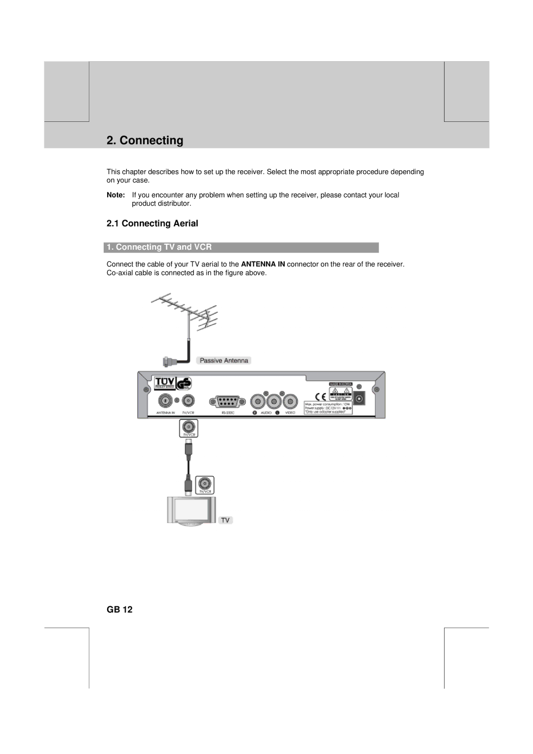 Humax F2-1010T manual Connecting Aerial, Connecting TV and VCR 