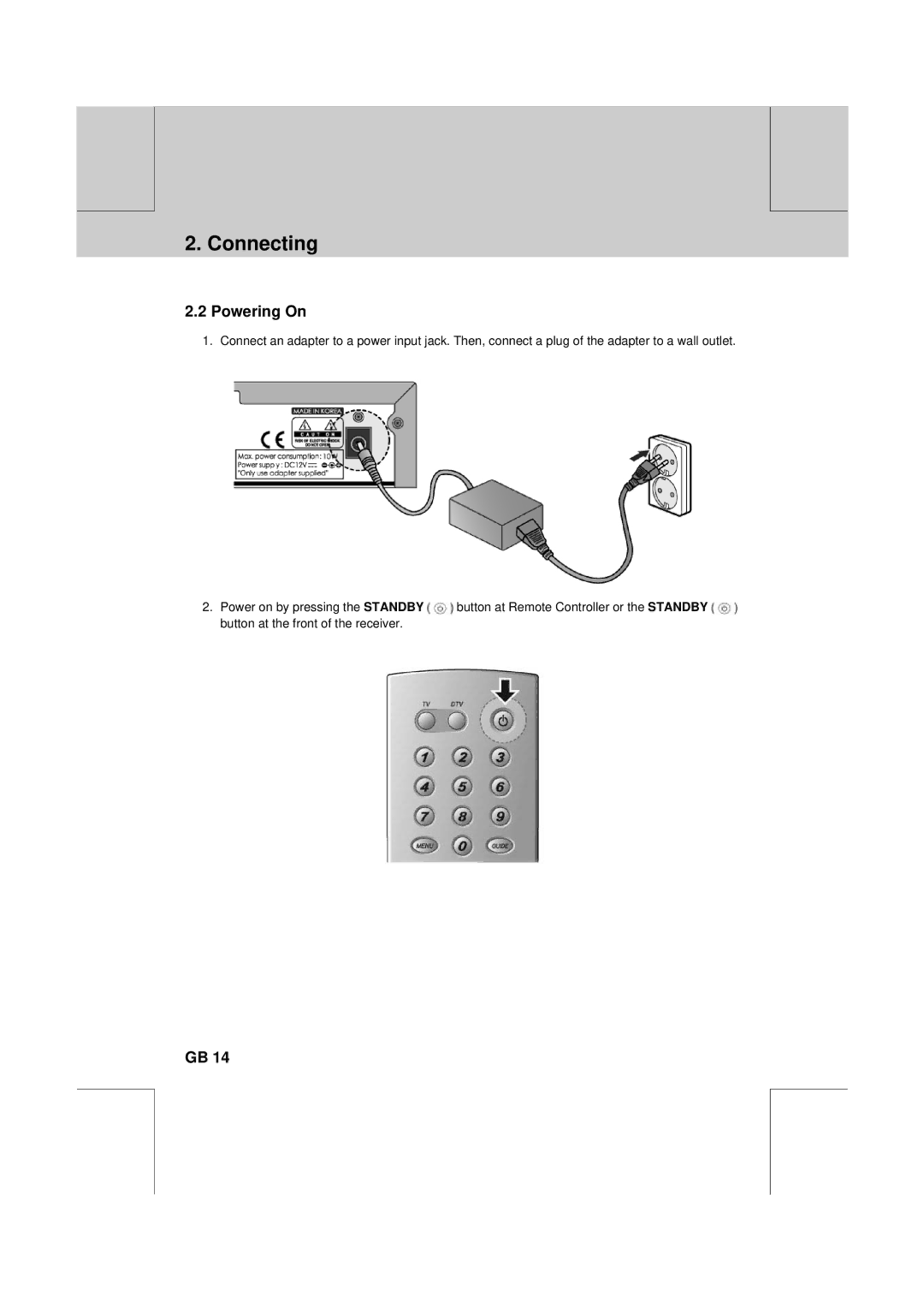 Humax F2-1010T manual Powering On 