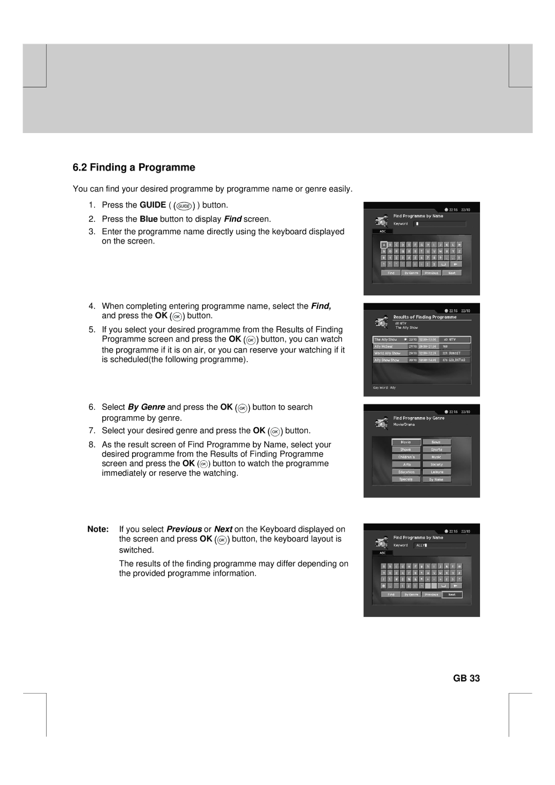 Humax F2-FOX warranty Finding a Programme 