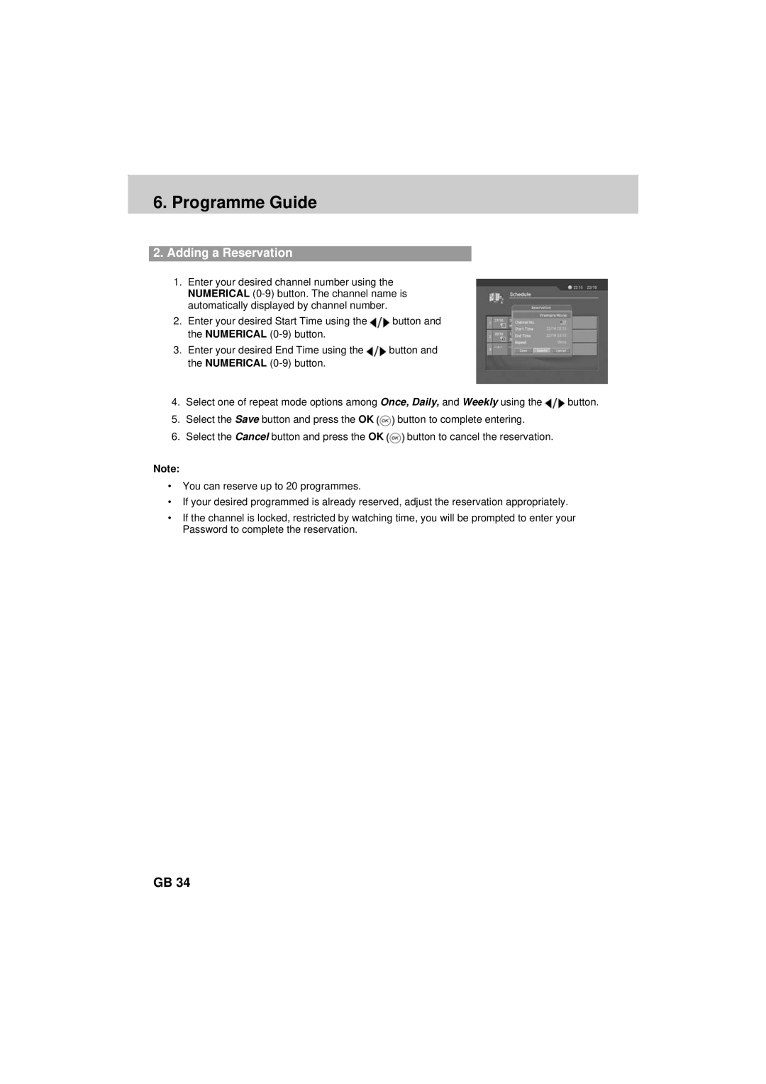 Humax F2-FOXT manual Adding a Reservation 