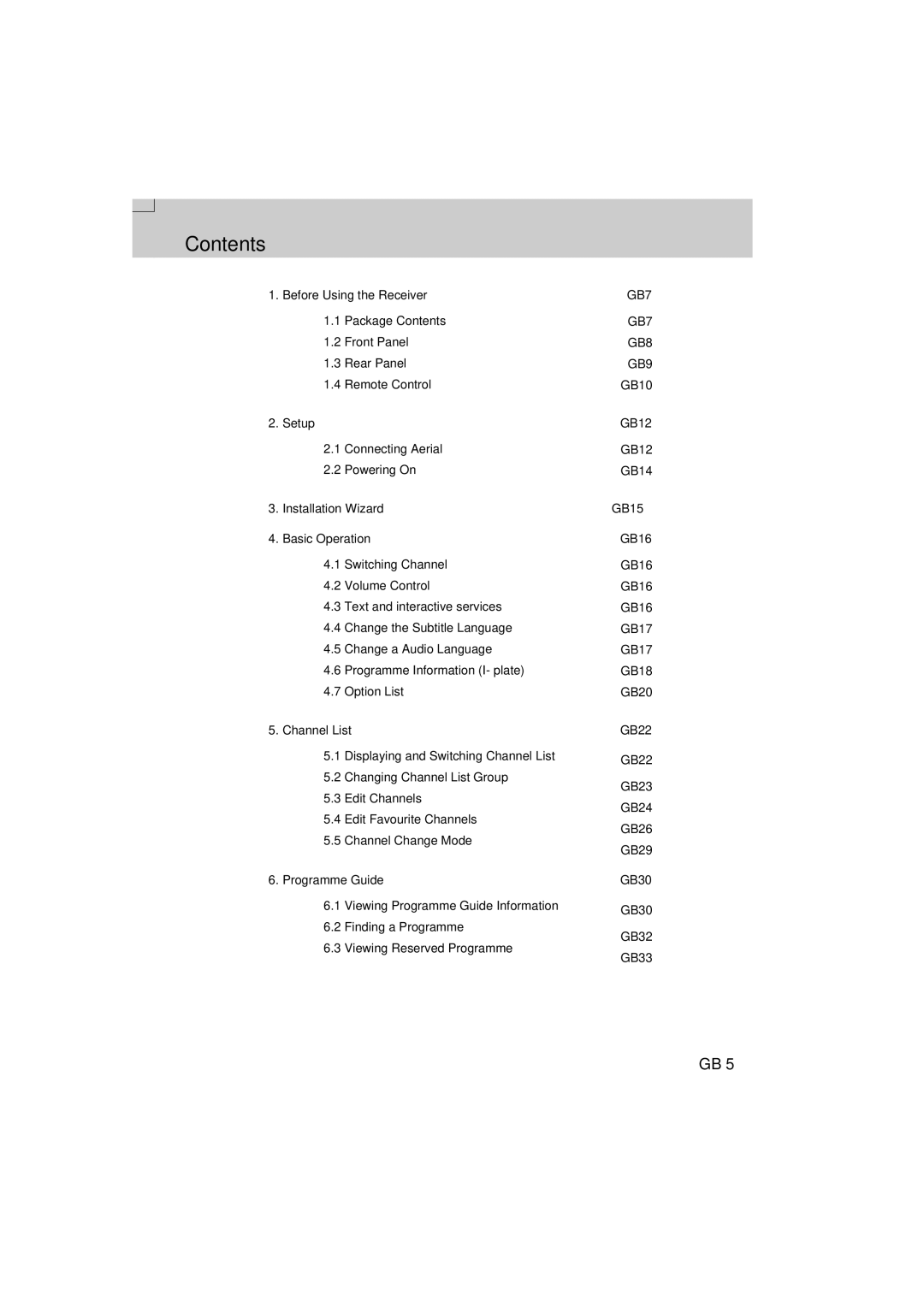 Humax F2-FOXT manual Contents 