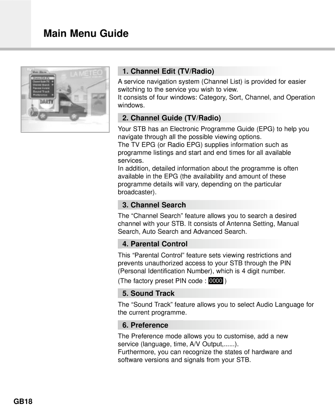 Humax F2-Green manual Main Menu Guide 