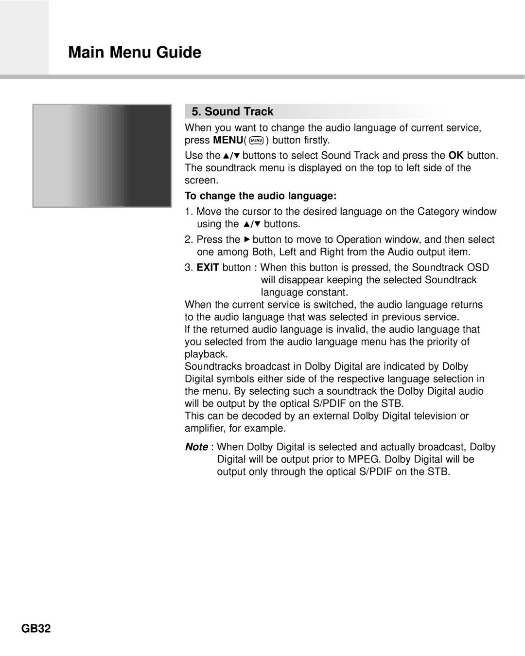 Humax F2-Green manual GB32, To change the audio language 