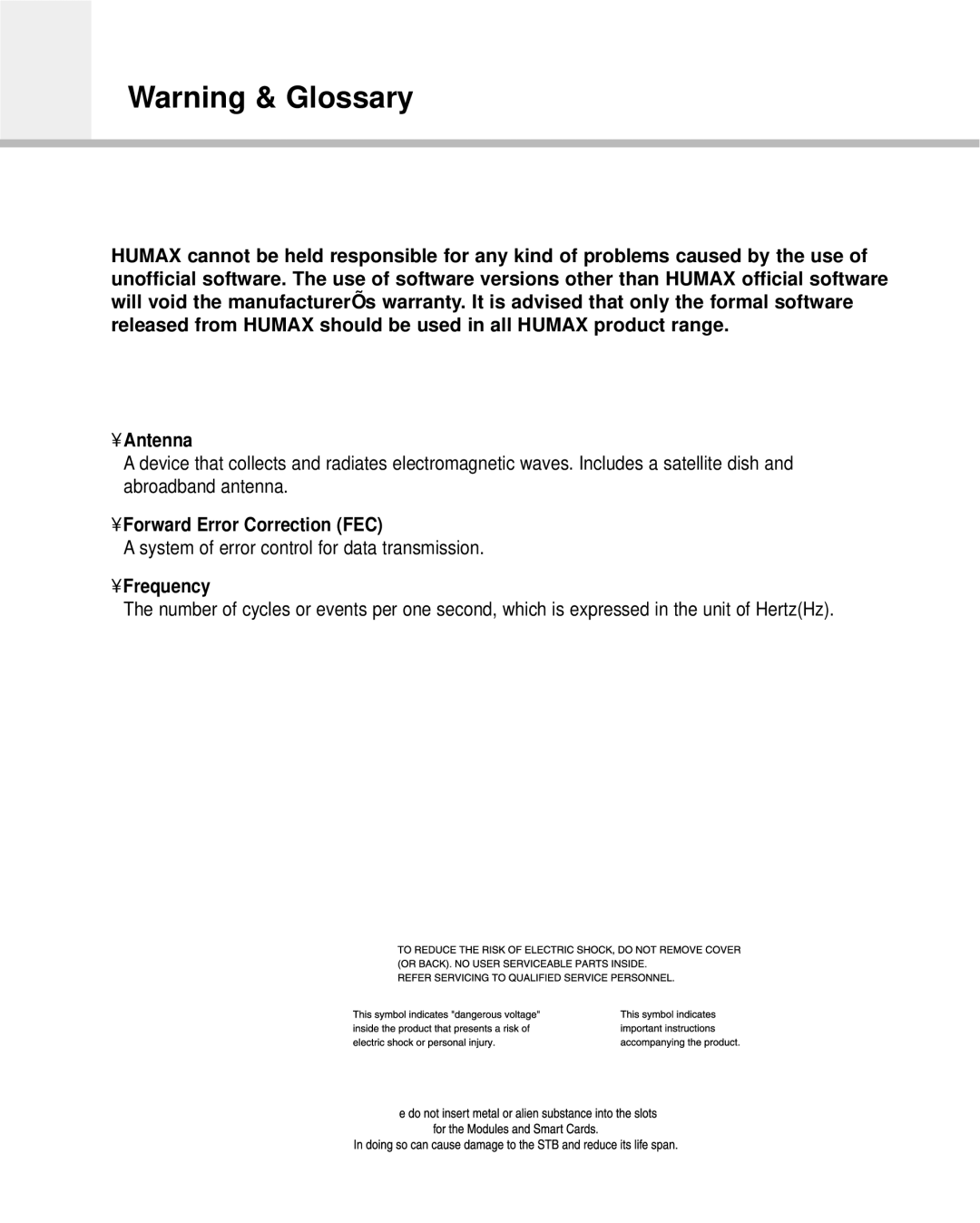 Humax F2-Green manual Glossary 