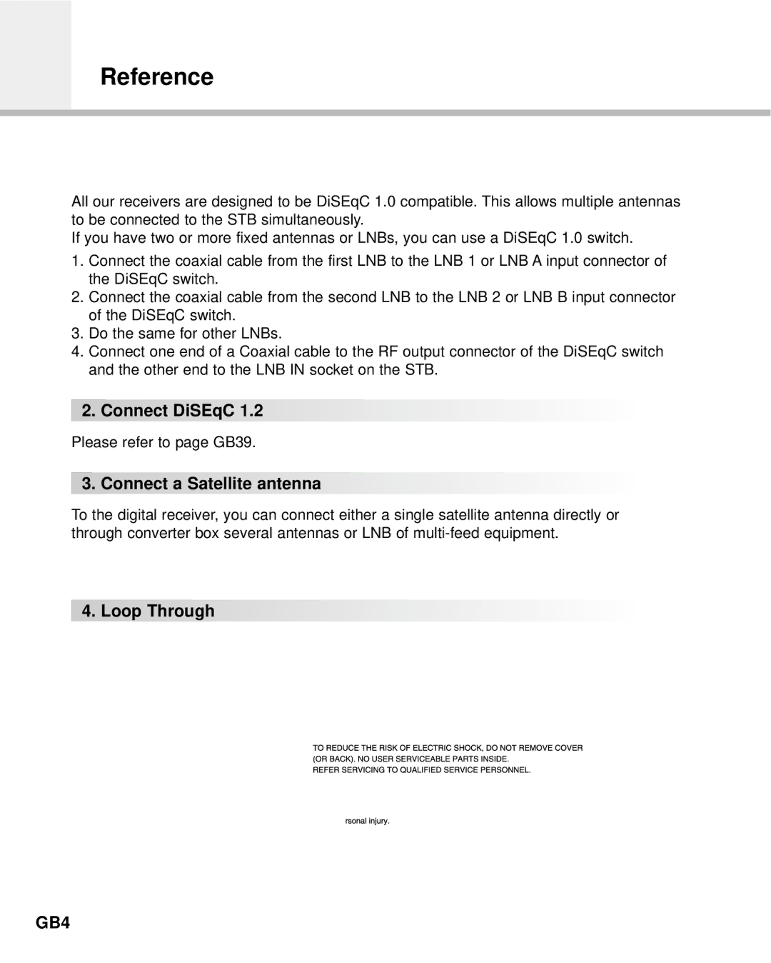 Humax F2-Green manual Reference, Connect DiSEqC, Connect a Satellite antenna, Loop Through 