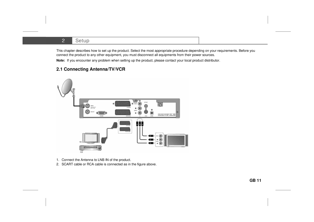 Humax F3-FOX CI manual Connecting Antenna/TV/VCR 