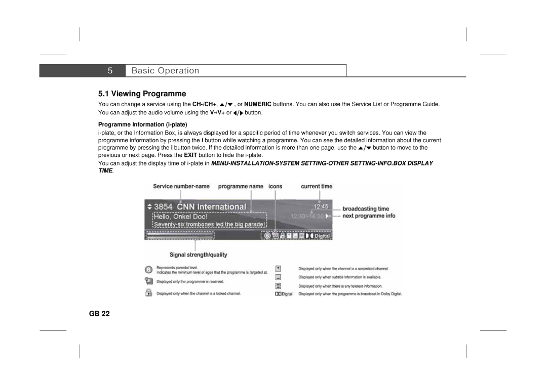 Humax F3-FOX CI manual Viewing Programme, Programme Information i-plate 