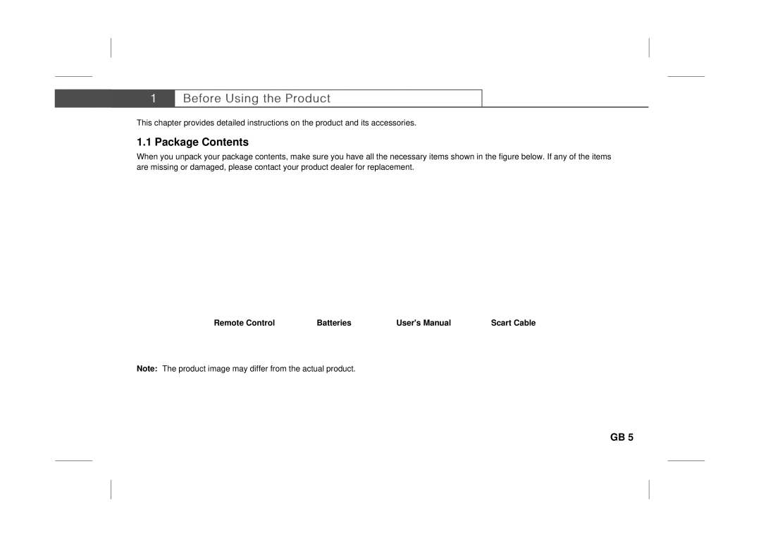 Humax F3-FOX CI manual Package Contents 