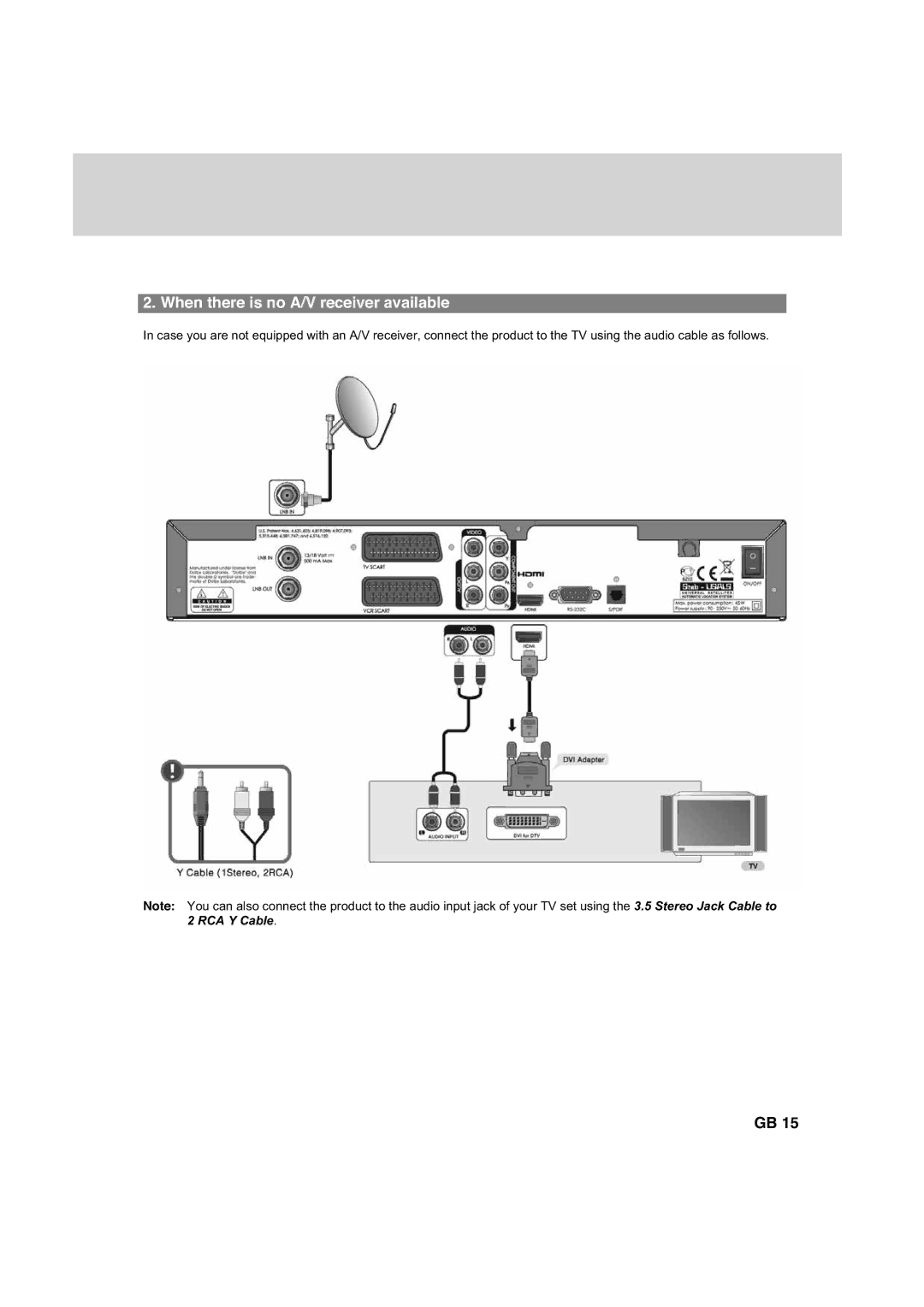 Humax HDCI-2000 manual When there is no A/V receiver available 