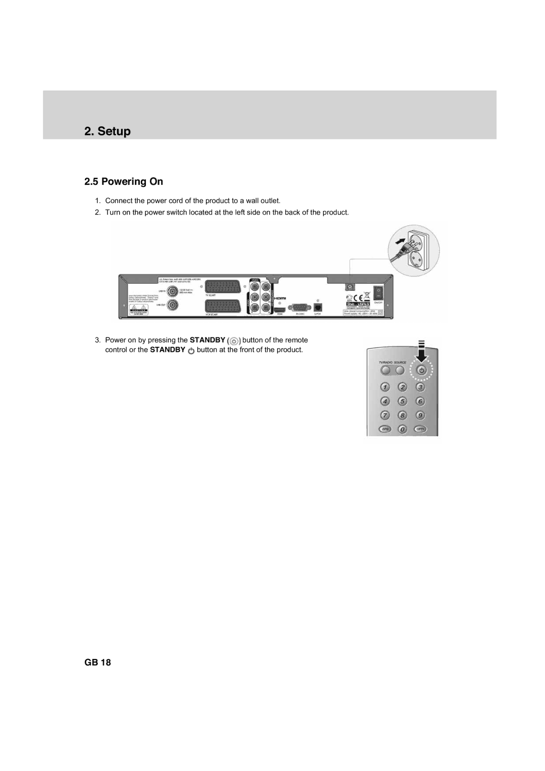 Humax HDCI-2000 manual Powering On 