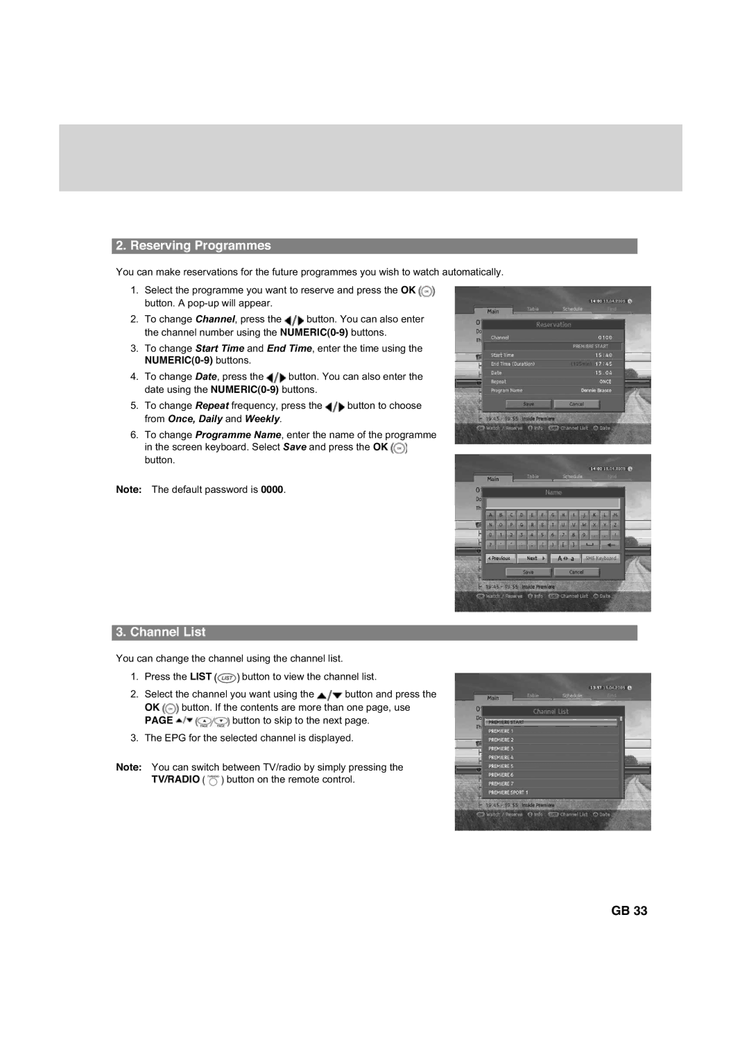 Humax HDCI-2000 manual Reserving Programmes, Channel List, NUMERIC0-9 buttons 