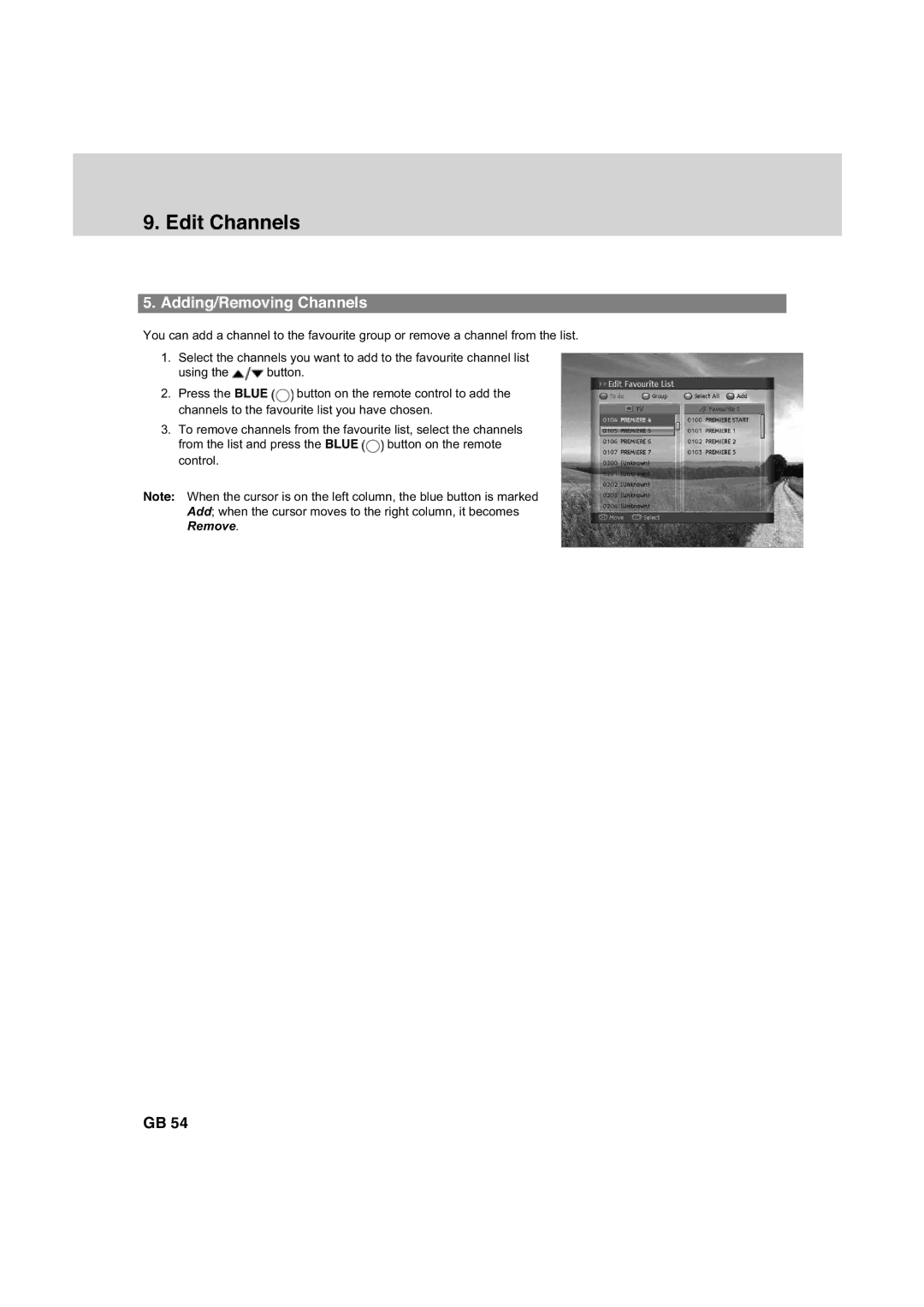 Humax HDCI-2000 manual Adding/Removing Channels 