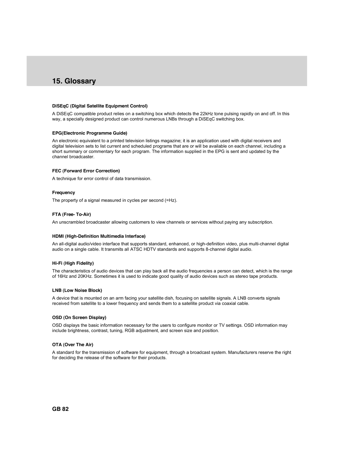 Humax HDCI-2000 manual Glossary 