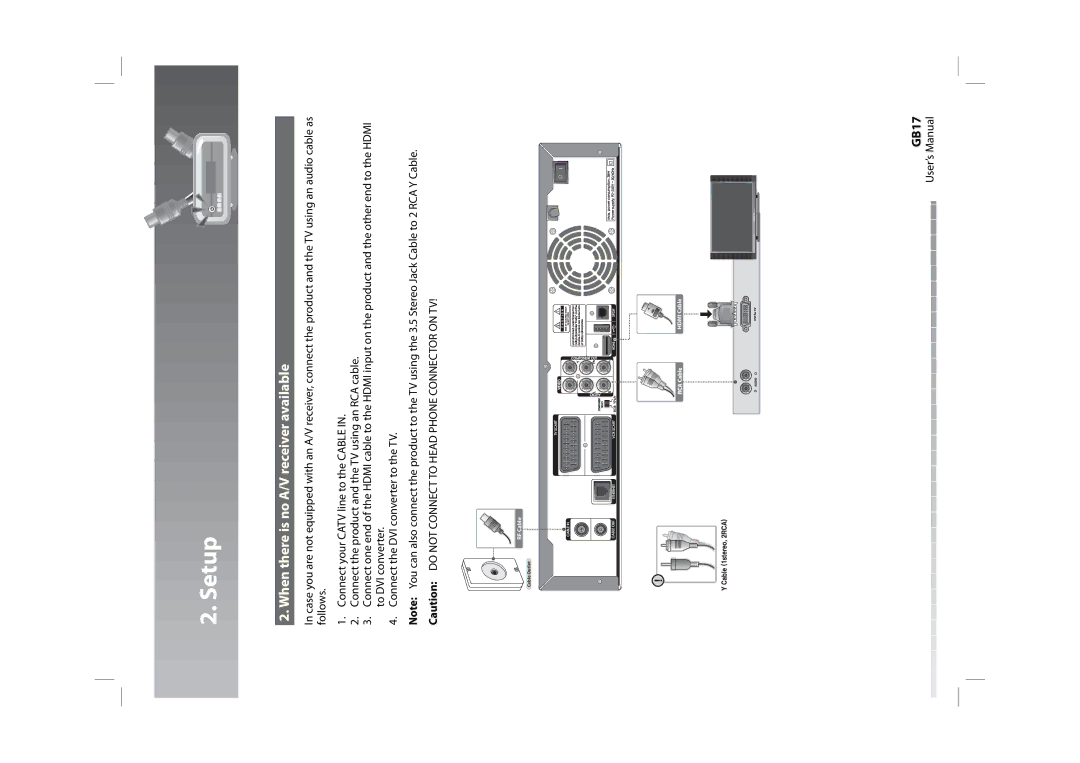 Humax HDPVR-1000C manual When there is no A/V receiver available, GB17 