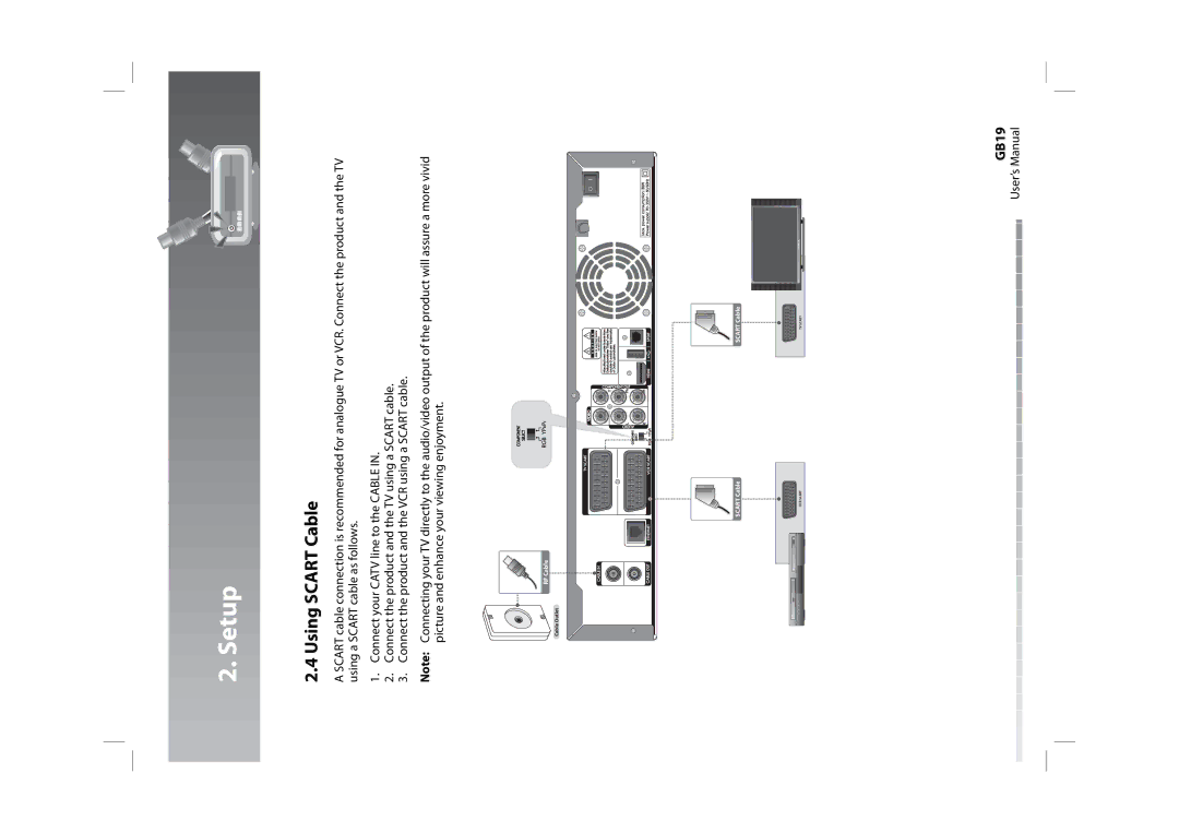 Humax HDPVR-1000C manual Using Scart Cable, GB19 