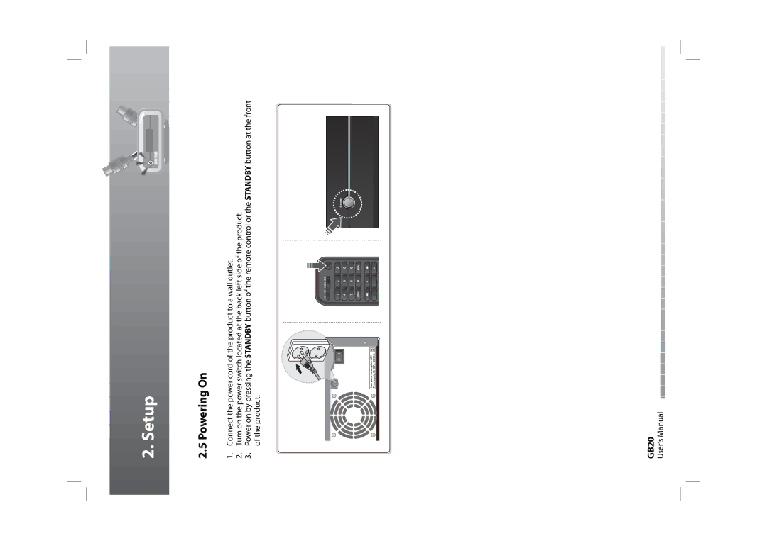 Humax HDPVR-1000C manual Powering On, GB20 